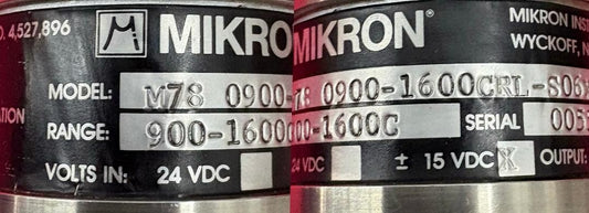 MIKRON INFRARED M78 0900-1600CRL-S06X30U TEMPERATURE SENSOR THERMOMETER - PARTS