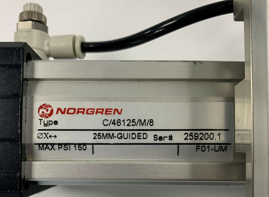 Norgren Kolbenstangenloser Zylinder 25MM Führung C/46125/M/8 & 80/20 Führungshalterung