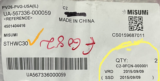 1 VERPAKKING AANTAL VAN 2 - MISUMI STHWC30 AS ONDERSTEUNING GEFLENSDE MONTAGE GLEUF