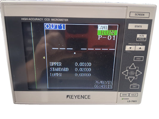 KEYENCE LASER MICROMETER LS-7601 CONTROLLER WITH LS-7030 SENSONSOR HEAD