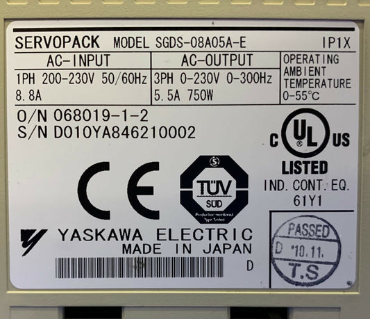 Servomoteur Yaskawa Servopack SGDS-08A05A-E