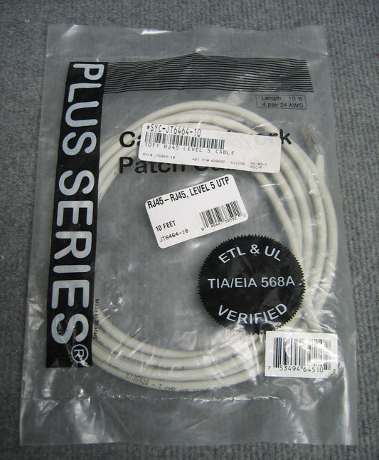 Câble de raccordement réseau série Plus SYC-JT6464-10 / JT6464-10 / E135928 10 pi / 10 pi