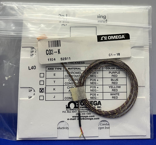 OMEGA CO3-K "CEMENT-ON" THERMOCOUPLES "SURFACE MOUNT" 30 GAGE - 1 LOT OF 2