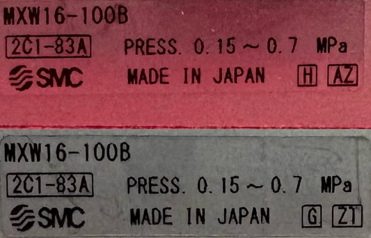 SMC MXW16-100B 2C1-83A LONG STROKE DOUBLE ACTING AIR LINEAR SLIDE - 1 LOT QTY 2
