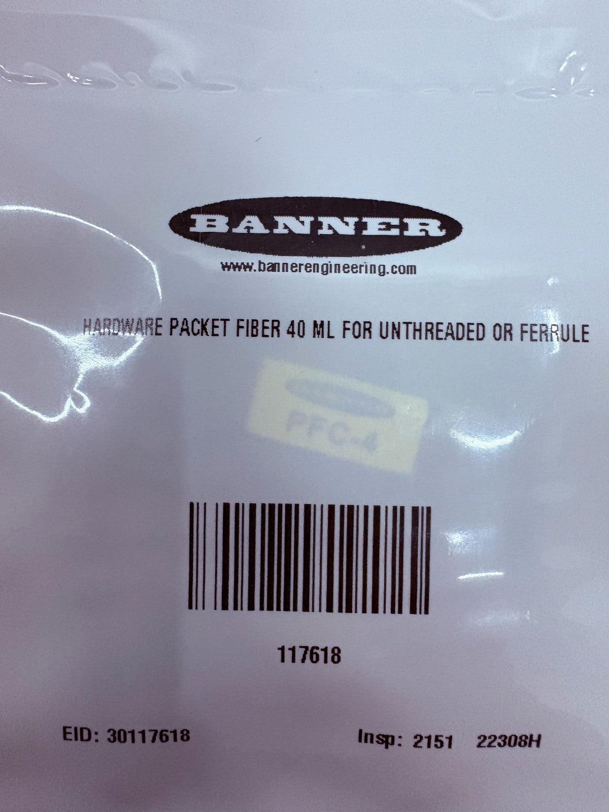 BANNER 26036 PIF46U PLASTIC FIBER OPTIC CABLE EID 303026036 22315A & HARDWARE