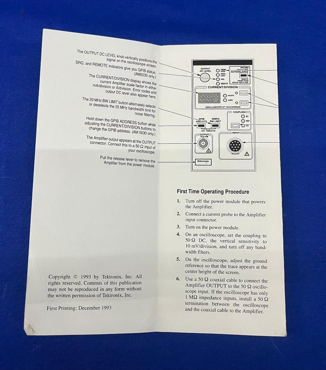 MANUAL DE REFERENCIA DEL AMPLIFICADOR DE SONDA DE CORRIENTE TEKTRONIX AM 503B Y AM 5030 070-8770-01