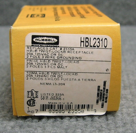 HUBBELL HBL2310 PANEL MOUNT 3 TERMINAL 1 PORT CONN POWER RCP 3 POS SCREW