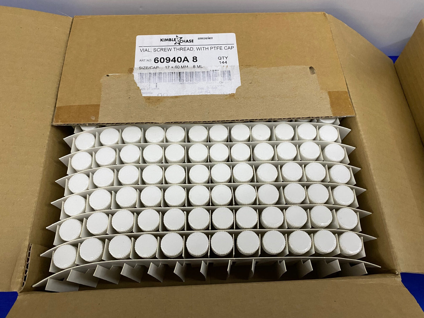 KIMBLE CHASE 60940A 8 / 60940A-8 FLACONSCHROEFDRAAD MET PTFE-DOP - 2 VERPAKKINGEN VAN 144EA