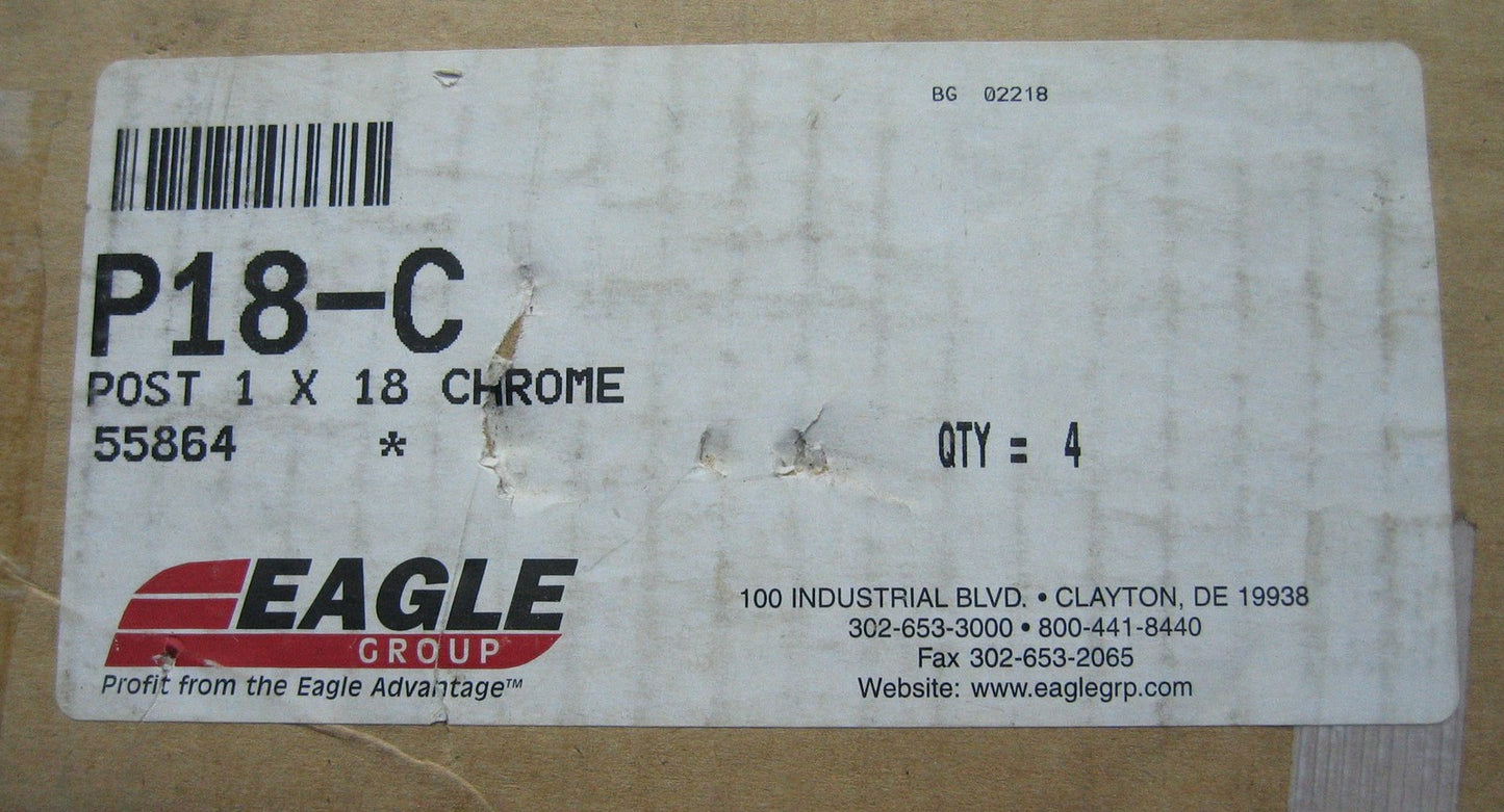 PALI PER PALO EAGLE P18-C CROMATI 1" X 18" VENDUTI COME '1 CARTONE/SCATOLA DA 4 CONFEZIONI DI GAMBE