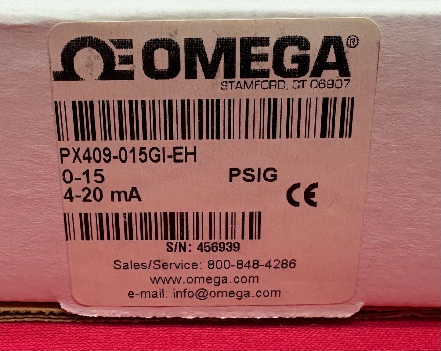 OMEGA PX409-015GI-EH HIGH ACCURACY PRESSURE TRANSDUCER 0-15 PSIG,4-20mA,+_0.05%