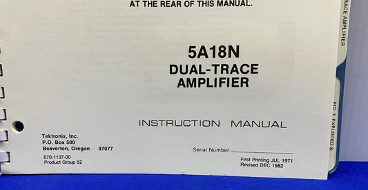 MANUAL DE INSTRUCCIONES DEL AMPLIFICADOR DE DOBLE TRAZA TEKTRONIX ® 5A18N / 070-1137-00
