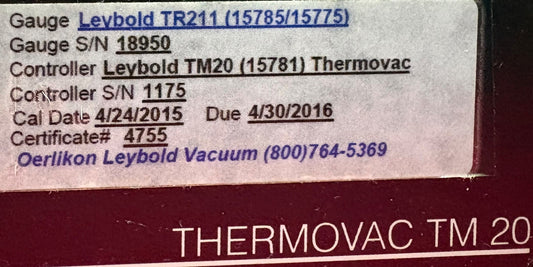 LEYBOLD THERMOVAC TM20 (15781) CONTROLLER VACUUM PUMP GAUGE QTY 2 - PARTS/REPAIR