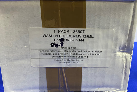 UNITED SCIENTIFIC SUPPLIES 36607 WASFLESSEN NIEUW 125ML - 1 VERPAKKING VAN 8 FLESSEN