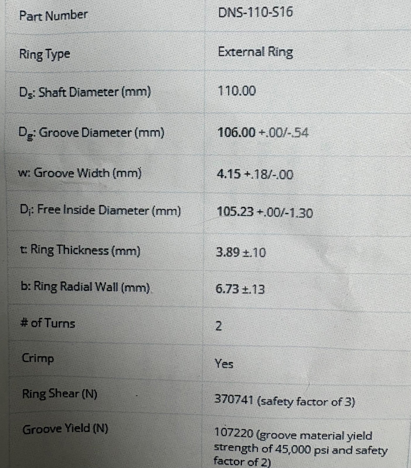 SMALLEY 316 SS RETAINING EXTERNAL RING DNS-110-S16 - 1 PACKAGE QTY 8 RINGS