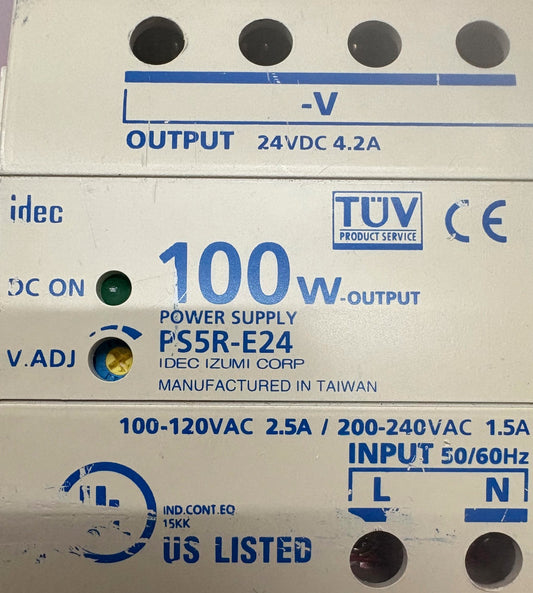 IDEC PS5R-E24 100W 24VDC POWER SUPPLY