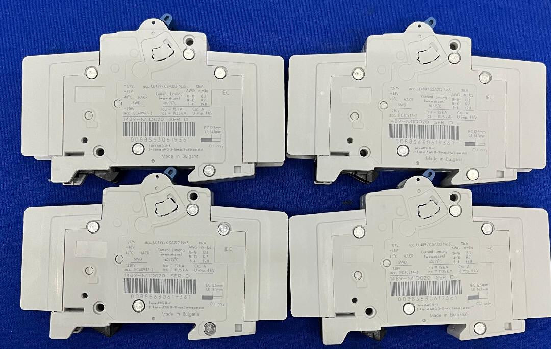 AB ALLEN BRADLEY 1489-M D 2A MINIATURE CIRCUIT BREAKER LOT OF 4