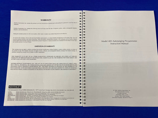 KEITHLEY 485 485-901-01 REV F AUTORANGING PICOAMMETER INSTRUCTION MANUAL - USED