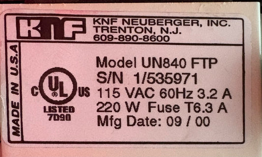 KNF LAB NEUBERGER LABOPORT® UN840 FTP VACUUM PUMP