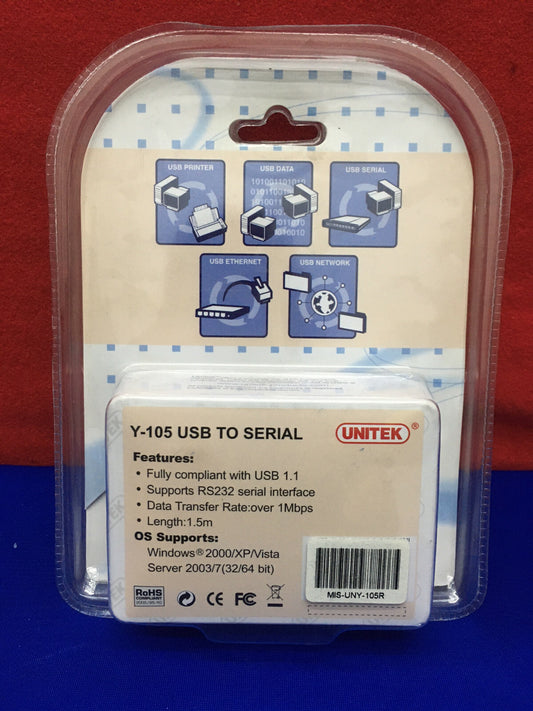 UNITEK Y-105 / #Y-105 USP TO SERIAL CABLE ADAPTER / USB CONVERTER