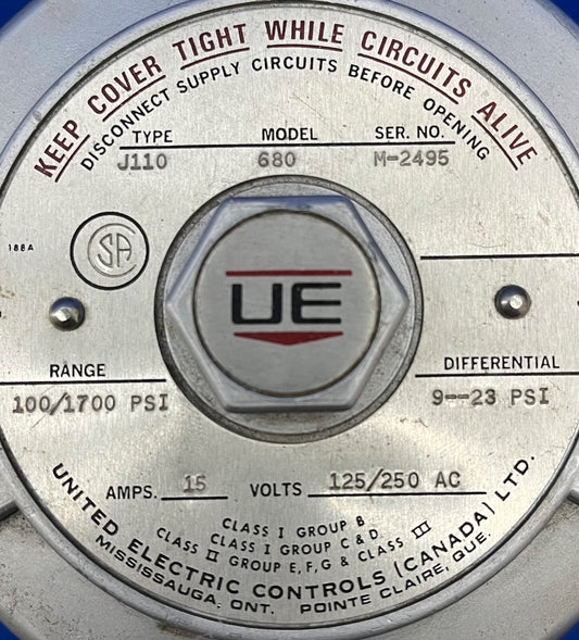 UE/UNITED ELECTRIC CONTROLS J119 MODELL 680 DRUCKREGELSCHALTER C1, G BCD CII