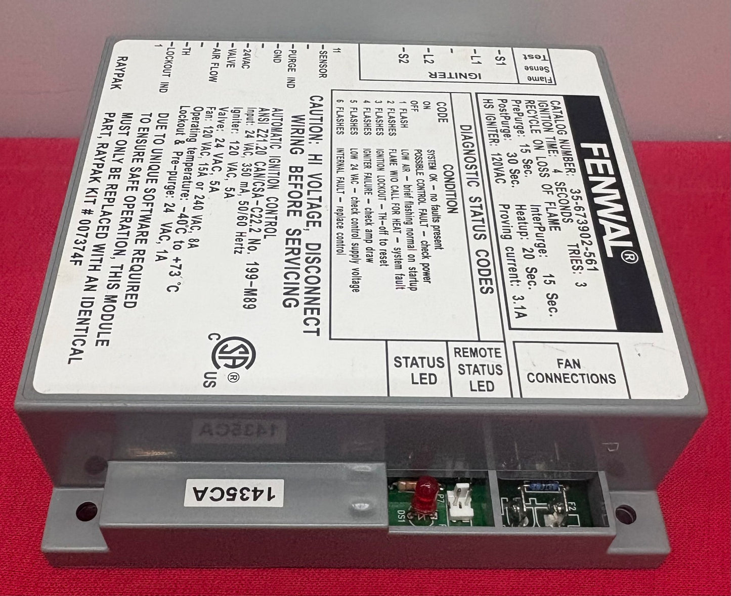 RAYPAK ® FENWAL ® 35-673902-561 IGNITION CONTROL MODULE 24VAC