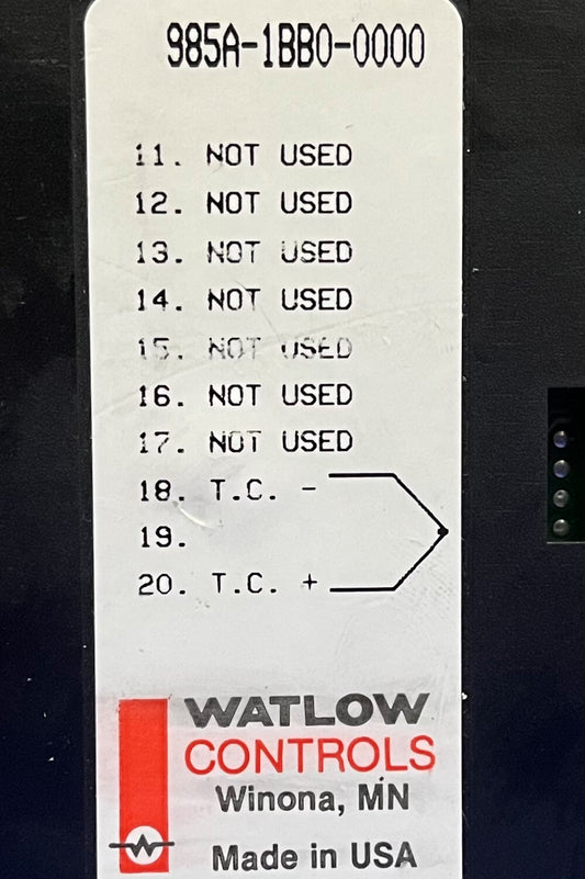 WATLOW 温度コントローラ シリーズ 985 985A-1BB0-0000 REV E - ブラケットなし