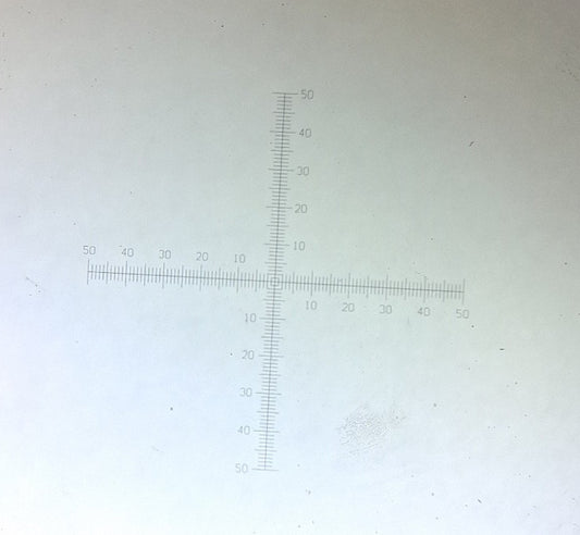 Leica 50-0-50 Numbered Scale Cross Hair Reticle 24.5mm Diameter 10mm Total Scale