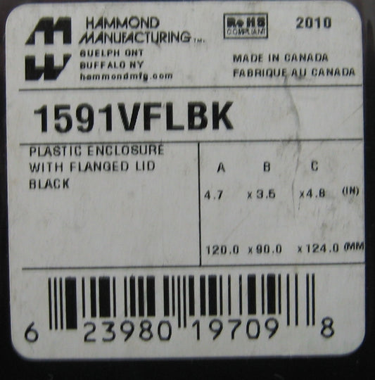 HAMMOND MANUFACTURING 1591VFLBK CONTENITORE IN PLASTICA COPERCHIO FLANGIATO NERO