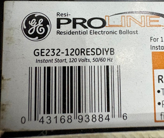 GE PROLINE RESIDENTIAL ELECTRONIC INSTANT-START BALLAST GE232-120RESDIYB - QTY 3