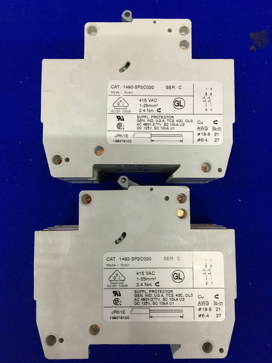 AANTAL 2 - Allen-Bradley AB 1492-SP / 1492-SP2C020 SER C STROOMONDERBREKERS