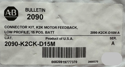 Allen Bradley AB 2090-K2CK-D15M SER A,CONNECTOR KIT K2K MOTOR FEEDBACK