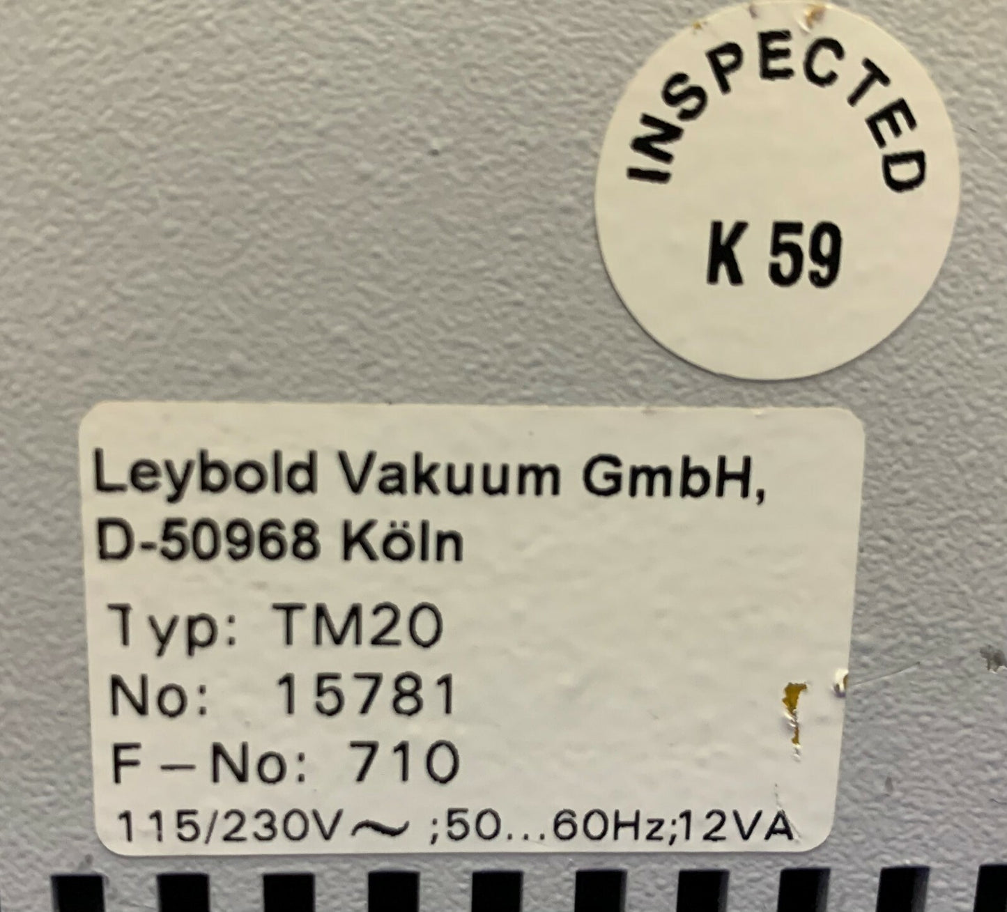 Leybold Vakuum / Vacuum Thermovac TM20 D-50968 Controller