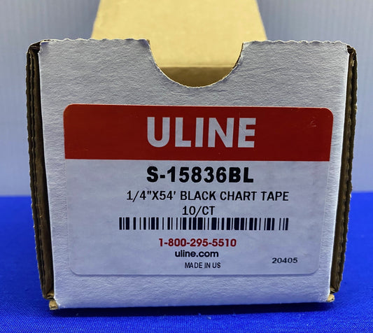 ULINE S-15836BL 1/4"X54' BLACK CHART TAPE - 1 PACKAGE QTY 10 ROLLS
