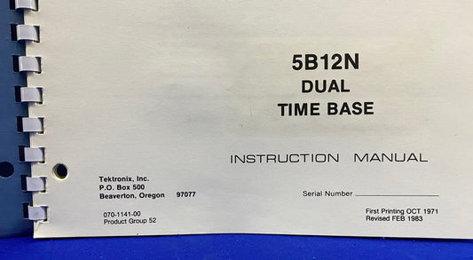 TEKTRONIX ® 5B12N / 070-1141-00 製品グループ 52 デュアルタイムベース 取扱説明書
