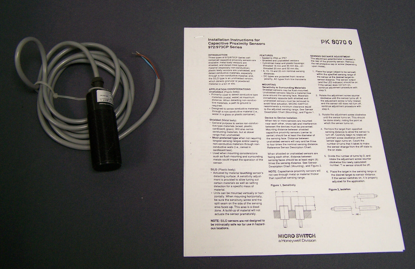 SENSOR DE PROXIMIDAD CAPACITIVO CON MICROINTERRUPTOR DE HONEYWELL SERIE 973CP