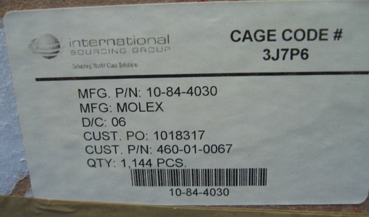 MOLEX 144 PIEZAS 0010844030 / 10-84-4030 CONECTOR DE CABEZA 3POS .084 VERTICAL TIN