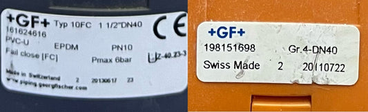 GEORG FISCHER +GF+ 161624616 DIAPHRAGM VALVE 1 1/2” DN40 TYP 10FC - 1 LOT QTY 2