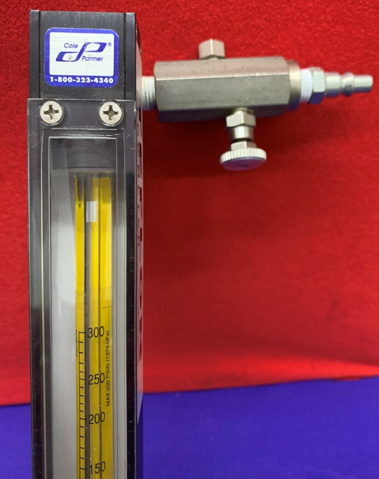 Caudalímetro con válvula de teflón/Cole Parmer TMR1-010457