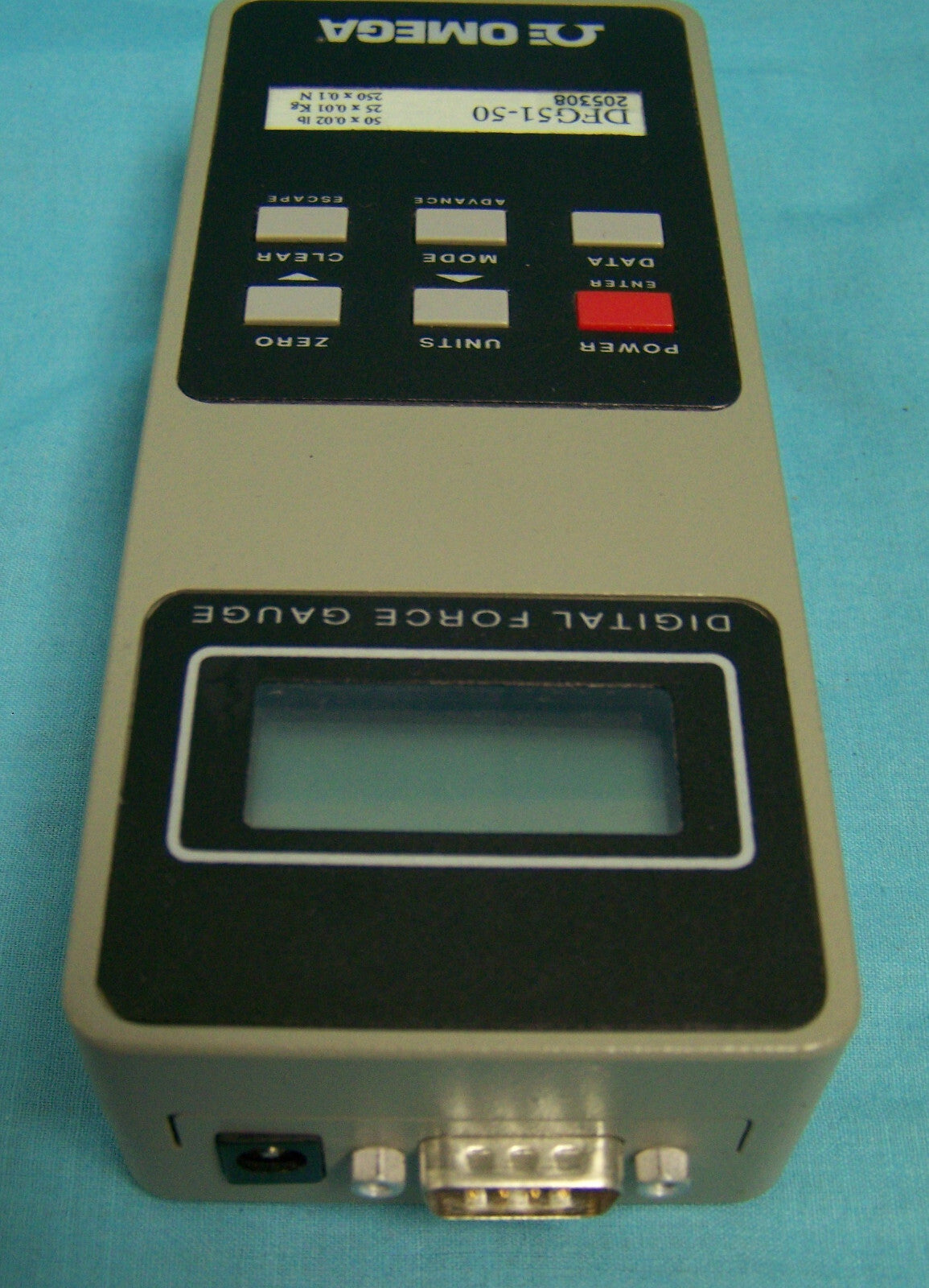 OMEGA DFG51 DIGITAL FORCE GAGE W/CASE 50LB RANGE RS232 ANALOG (NO POWER CORD)