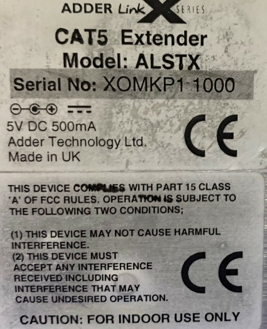 AdderLink XLSliver CAT 5 エクステンダー ALSTX 5V DC 2個セット