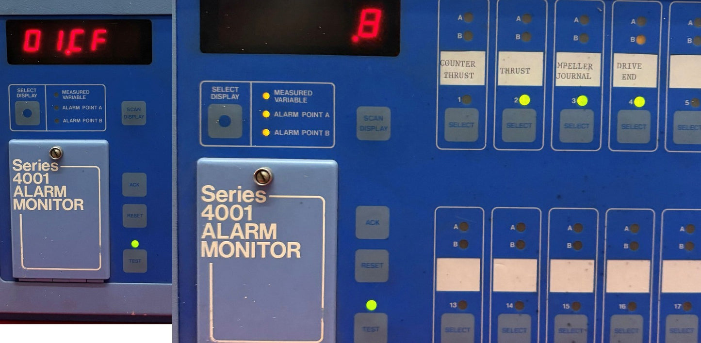 VINTAGE ROSEMOUNT 4001 AM 25P1A101 4001 ALARM MONITOR BY EMERSON CO PARTS/REPAIR