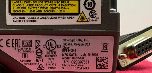 DATALOGIC GFS4450-9 BARCODE SCANNER GFS4400 5V 0.25A - FOR PARTS/REPAIR