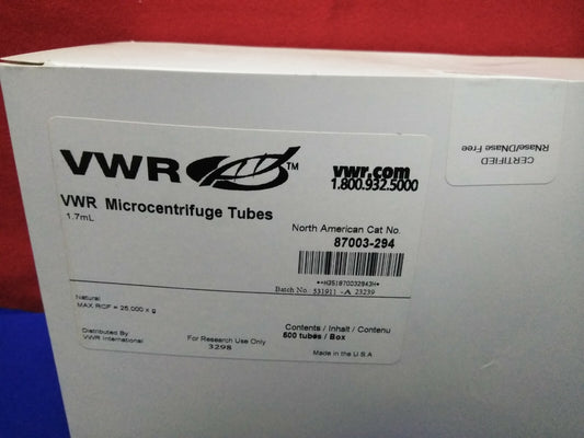 VWR マイクロ遠心チューブ 1.7 mL。