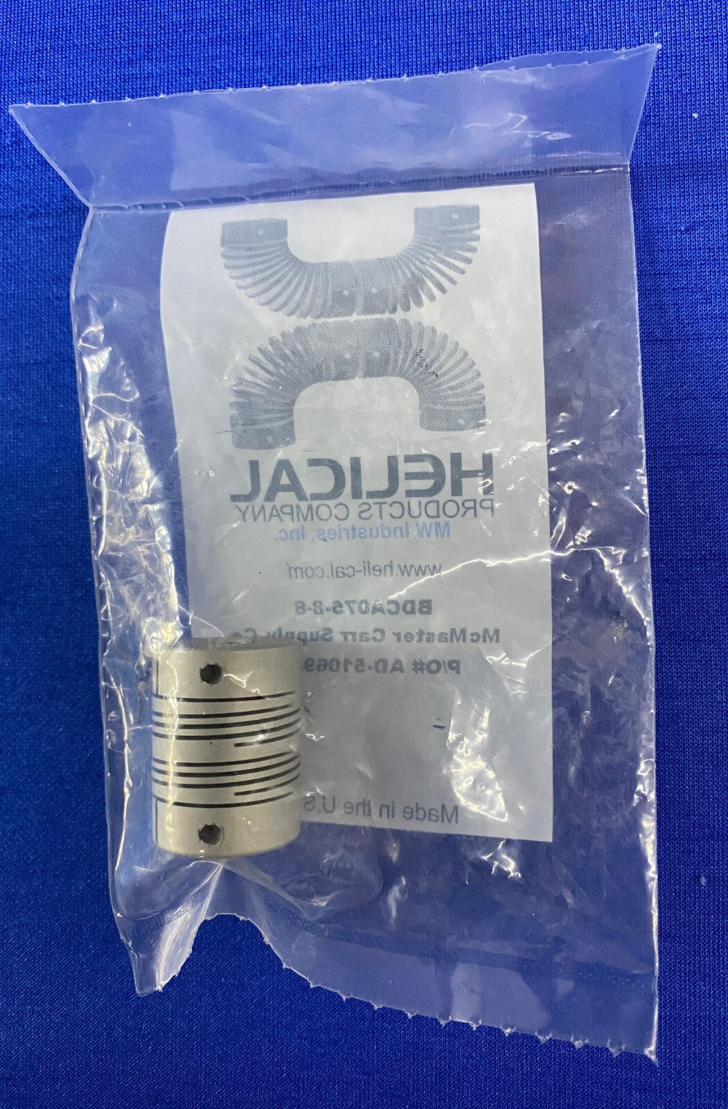 HELICAL PRODUCTS MW INDUSTRIES BDCA075-8-8 FLEXIBLE ALUMINUM COUPLING