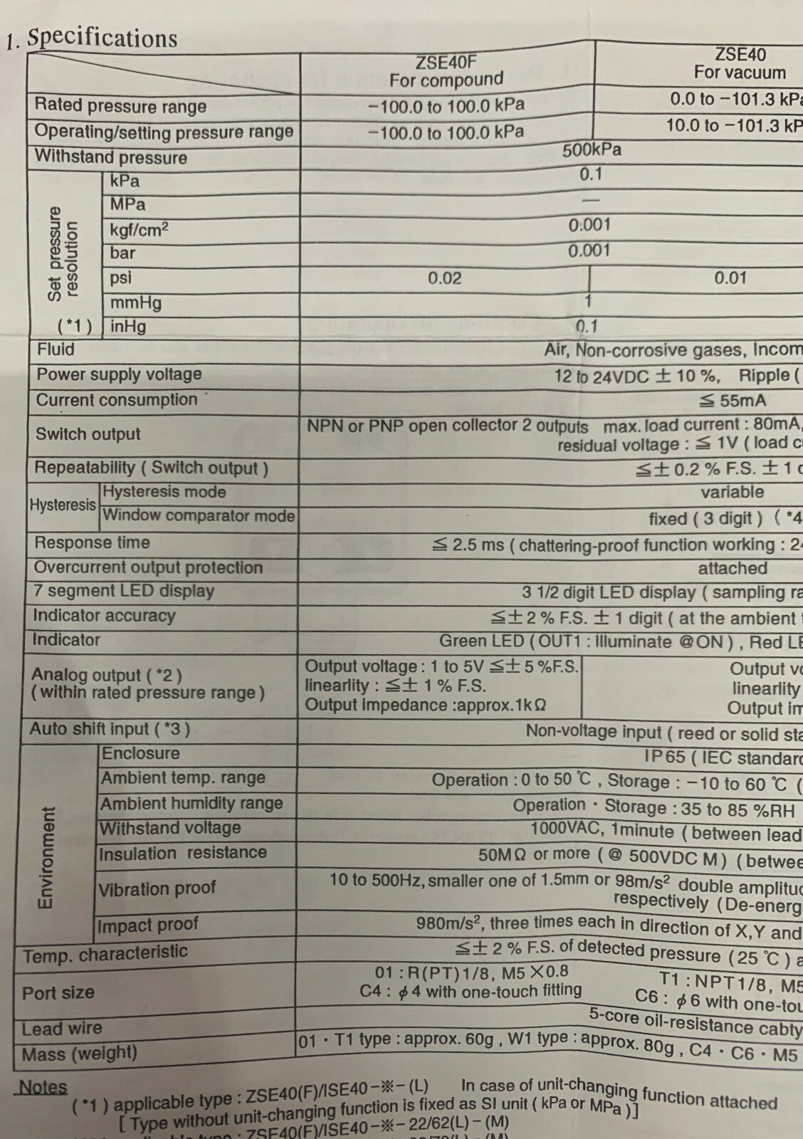 SMC ZSE40F-T1-22L Digitale drukschakelaar Hoge precisie 2-kleurendisplay 12-24VD