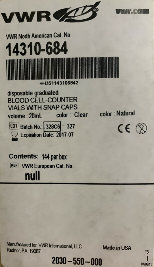 VWR Wegwerpflesjes 14310-684 (Transparant) met klikdop (Natuurlijk)