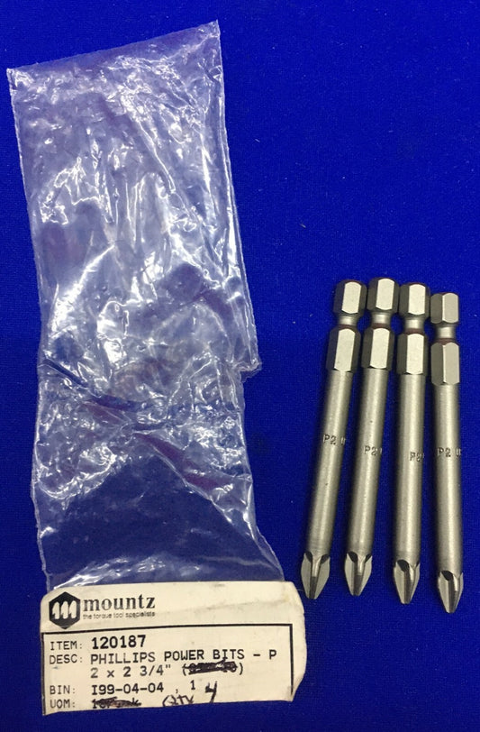 SE VENDE LOTE DE 4 PUNTAS - MOUNTZ / PHILLIPS 120187 PUNTA DE POTENCIA P2 X 2-3/4"