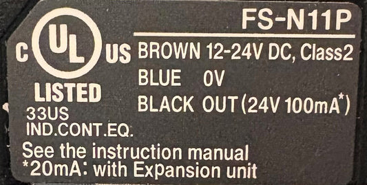 KEYENCE FS-N11P FiBER OPTIC SENSOR - MISSING INSTRUCTION MANUAL