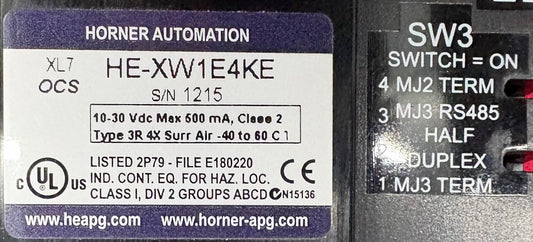 HORNER XL7 HE-XW1E4KE OPERATOR CONTROLLER 7”TOUCHSCREEN