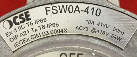 QTY 2 - SE / Sylvania FSW Hazardous Enclosure Switch FSWOA-410 EX D IIC T6 IP66